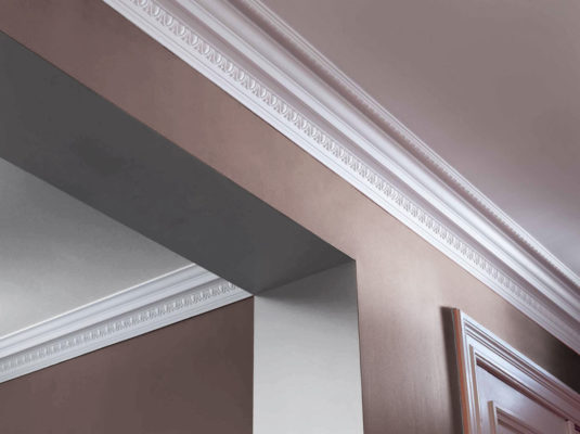 interior with large egg and dart crown molding; molding ideas, crown molding inspiration